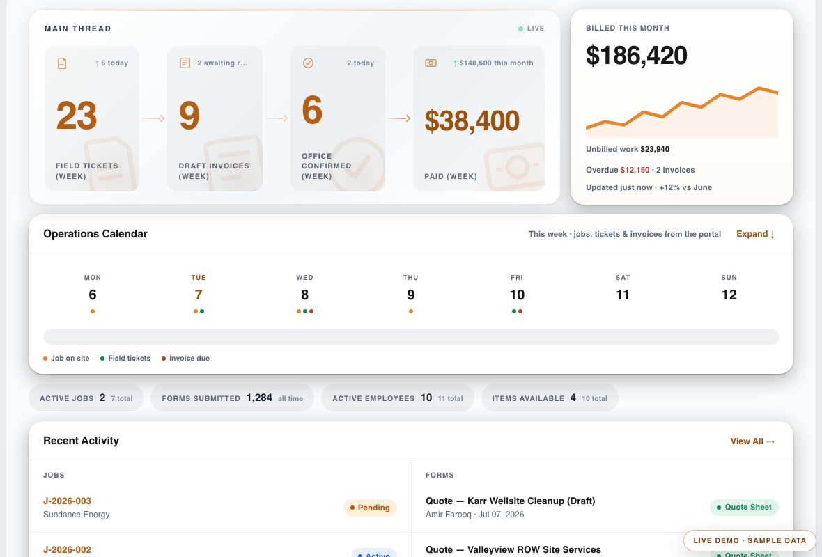 GlenForge dashboard
